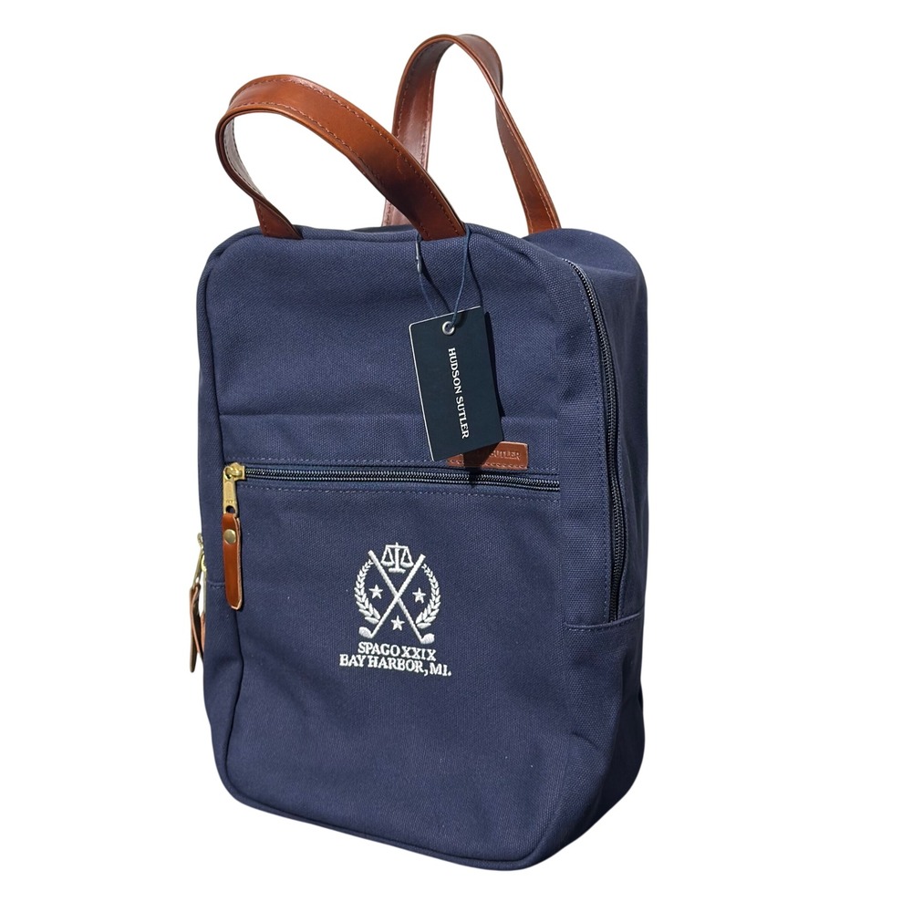Hudson Sutler Sutter Shoe Bag Unisex OS Navy Blue Canvas Golf Travel Embroidered